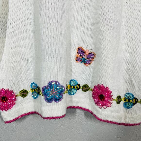 Vintage Christopher Radko x Bellepointe Cardigan Sweater Spring Butterfly - L - Picture 4 of 11